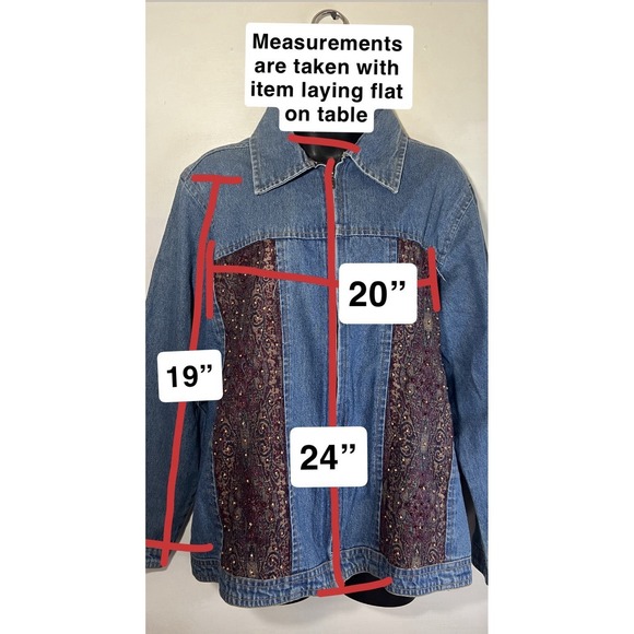 As Is-vintage Units Denim And Paisley Color block Jean Jacket 80s 90s - Picture 2 of 13